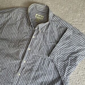 Men's Eddie Bauer XLT Seersucker Short Sleeve Button Down Shirt Plaid‎
